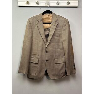 Tiglio Luxe Blazer Mens 40R Brown Wool Made‎ Italy Super 150s Elbow Patch Jacket